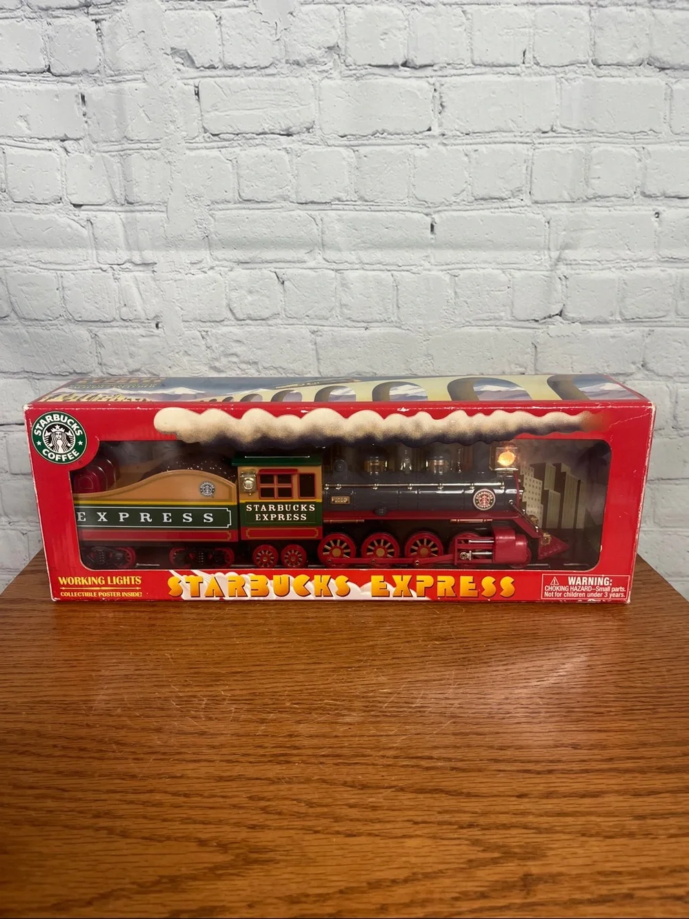 Starbucks Holiday Express Train with working lights and poster like new 2003